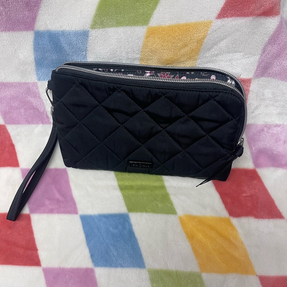 Vera Bradley Quilted Black Wristlet